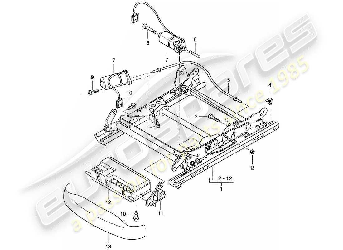 porsche 2003 (996 turbo / gt2) telaio del sedile - sedile comfort diagramma delle parti
