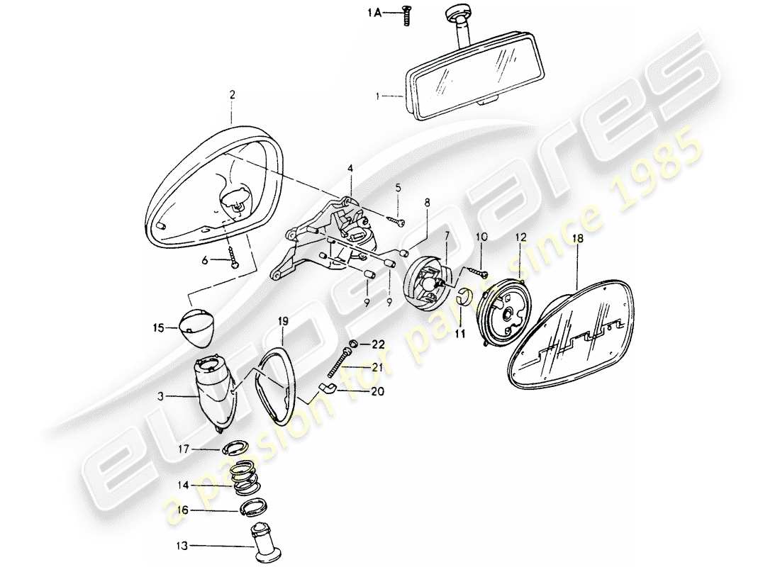 porsche 1990 (964) specchio retrovisore interno - specchio retrovisore - specchio retrovisore schema delle parti