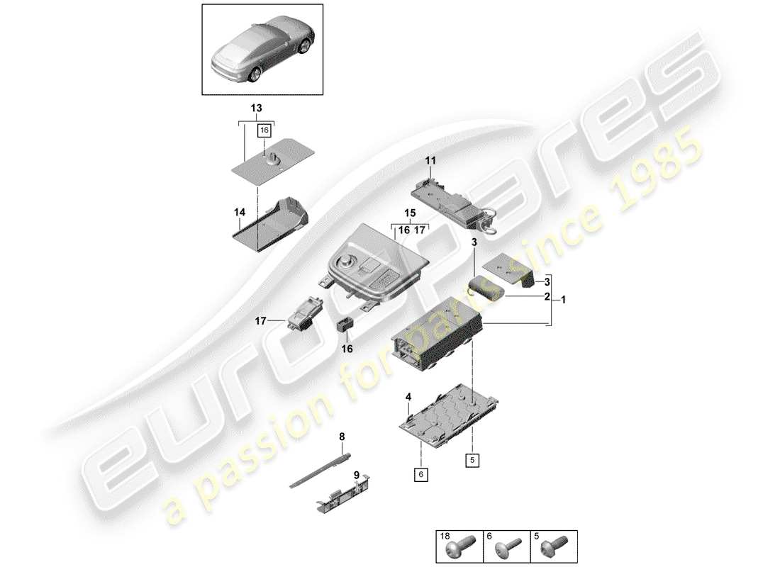 porsche 2019 (panamera 971-1) per veicoli con telefono diagramma delle parti