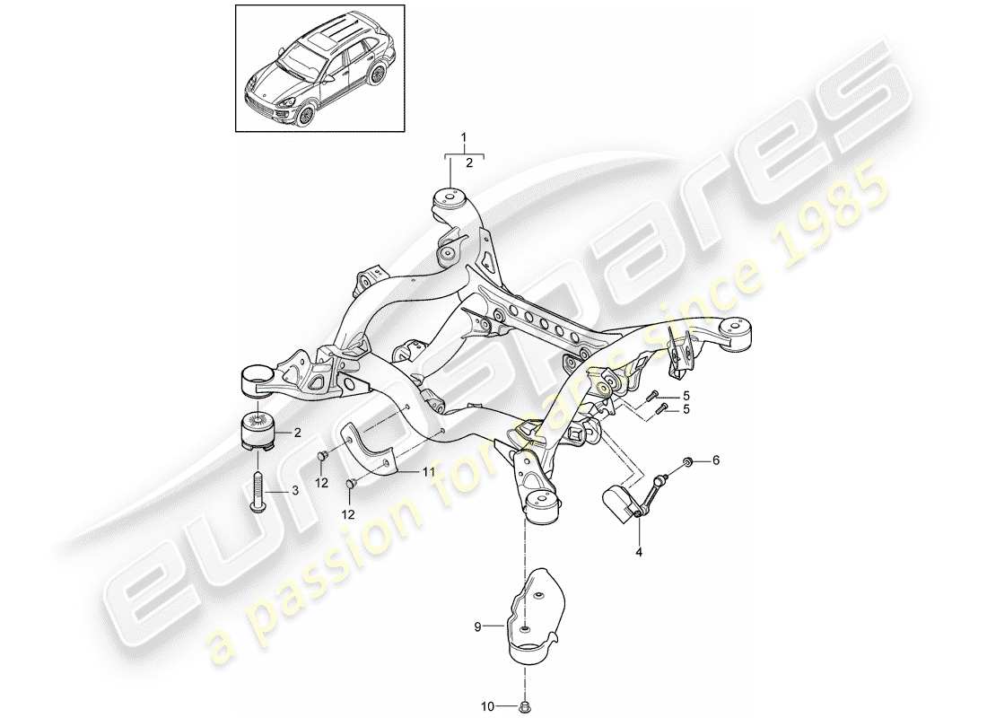 porsche 2014 (cayenne e2 92a) schema delle parti assale posteriore