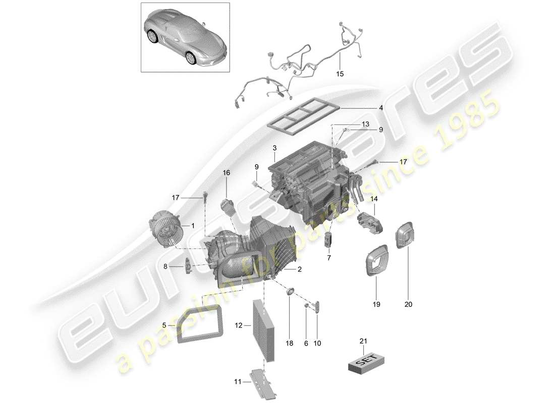 porsche 2016 (981 boxster spyder) condizionatore diagramma delle parti