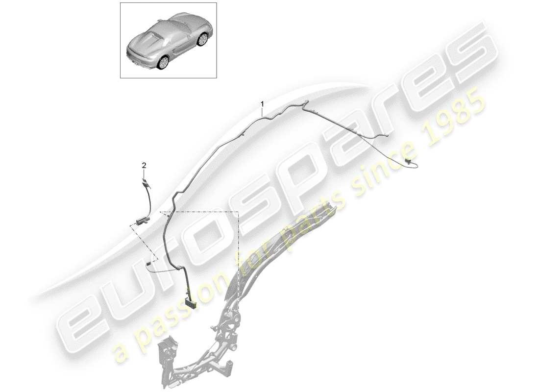 porsche 2016 (981 boxster spyder) tetto convertibile diagramma delle parti