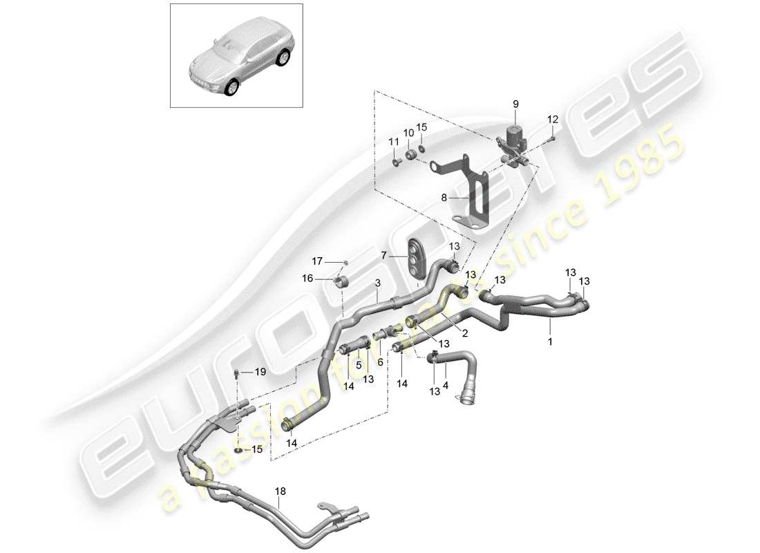 porsche 2016 (macan) diagramma delle parti del riscaldatore