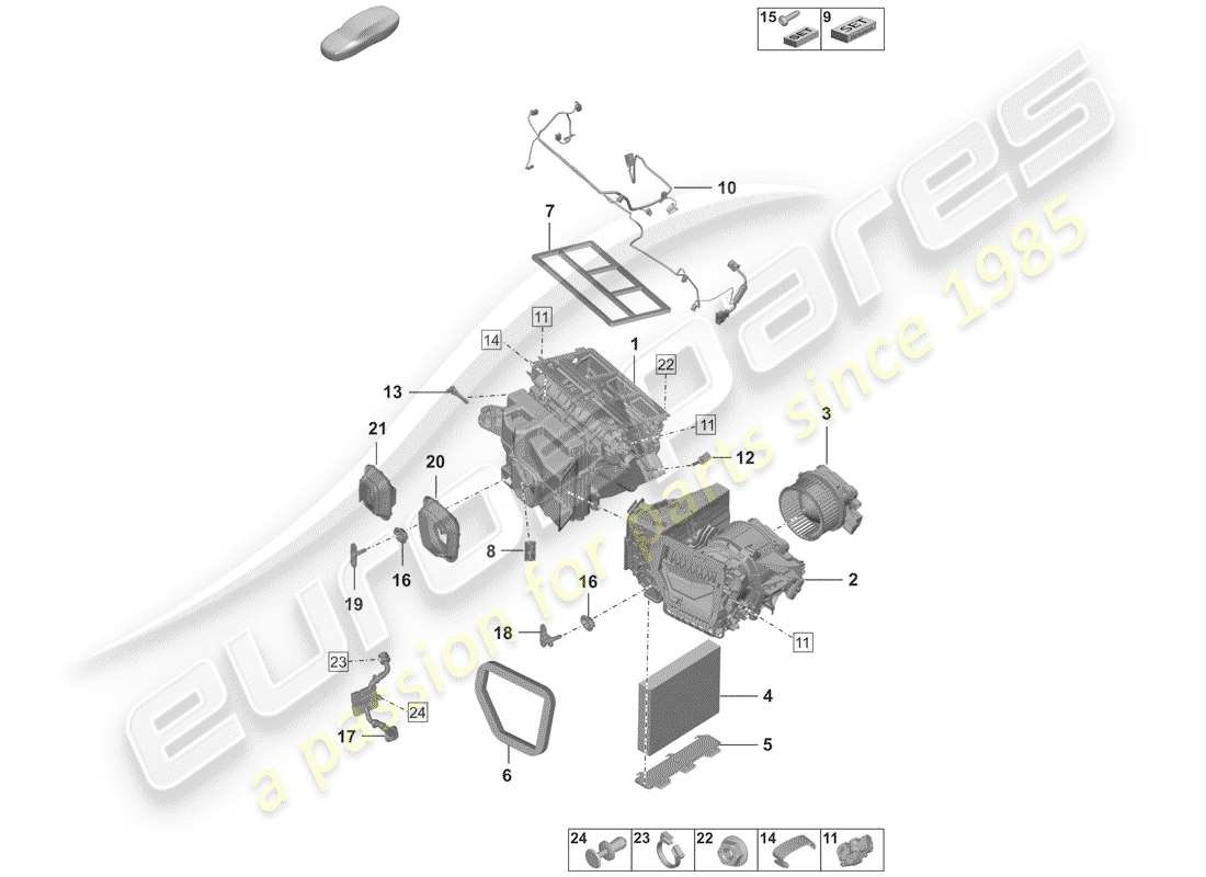 porsche 2020 (992-1) condizionatore diagramma delle parti