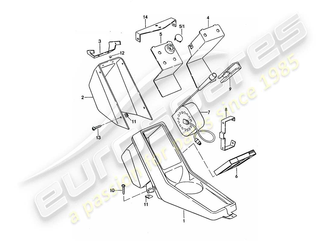 porsche 1975 (911 turbo) console centrale diagramma delle parti