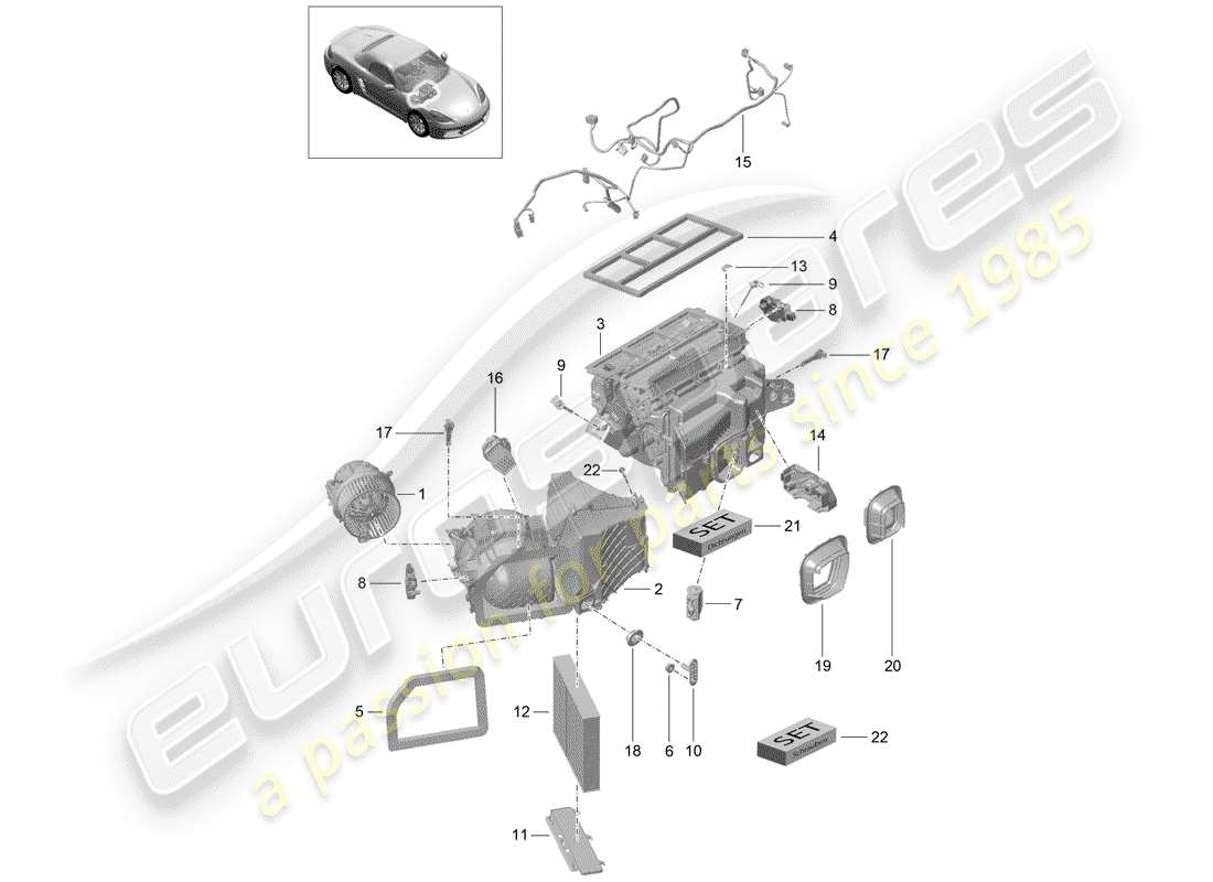 porsche 2017 (718 boxster) condizionatore diagramma delle parti