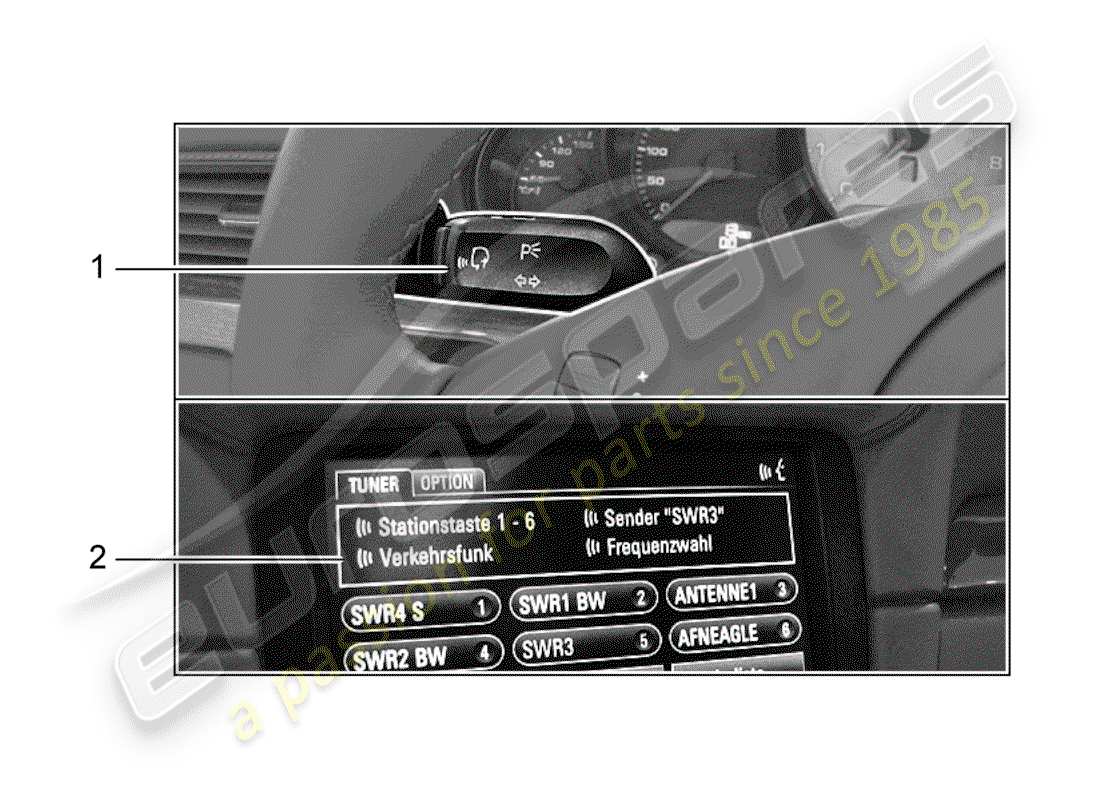 porsche 2012 (tequipment 98x/99x) selezione della lingua diagramma delle parti