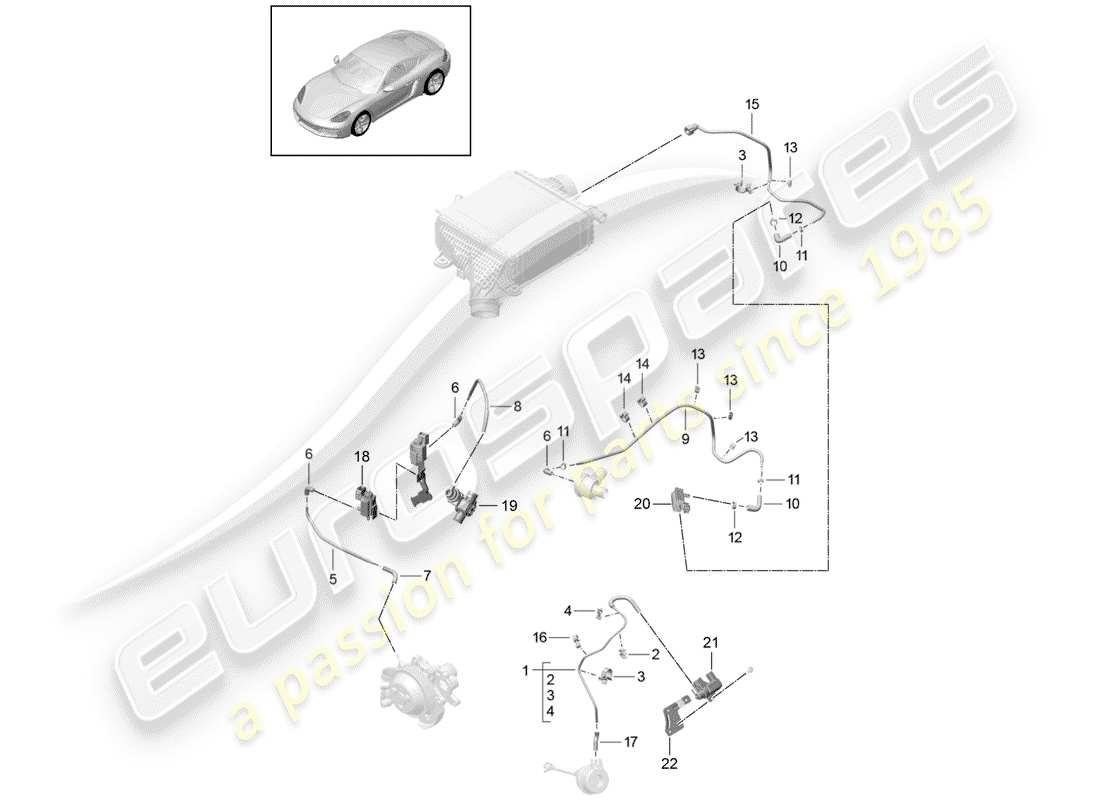 porsche 2017 (718 cayman) diagramma delle parti della linea di controllo