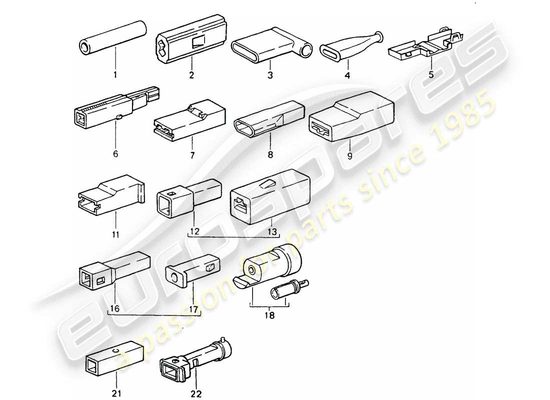 porsche 1990 (964) connettore di testa - alloggiamento del connettore - unipolare schema delle parti