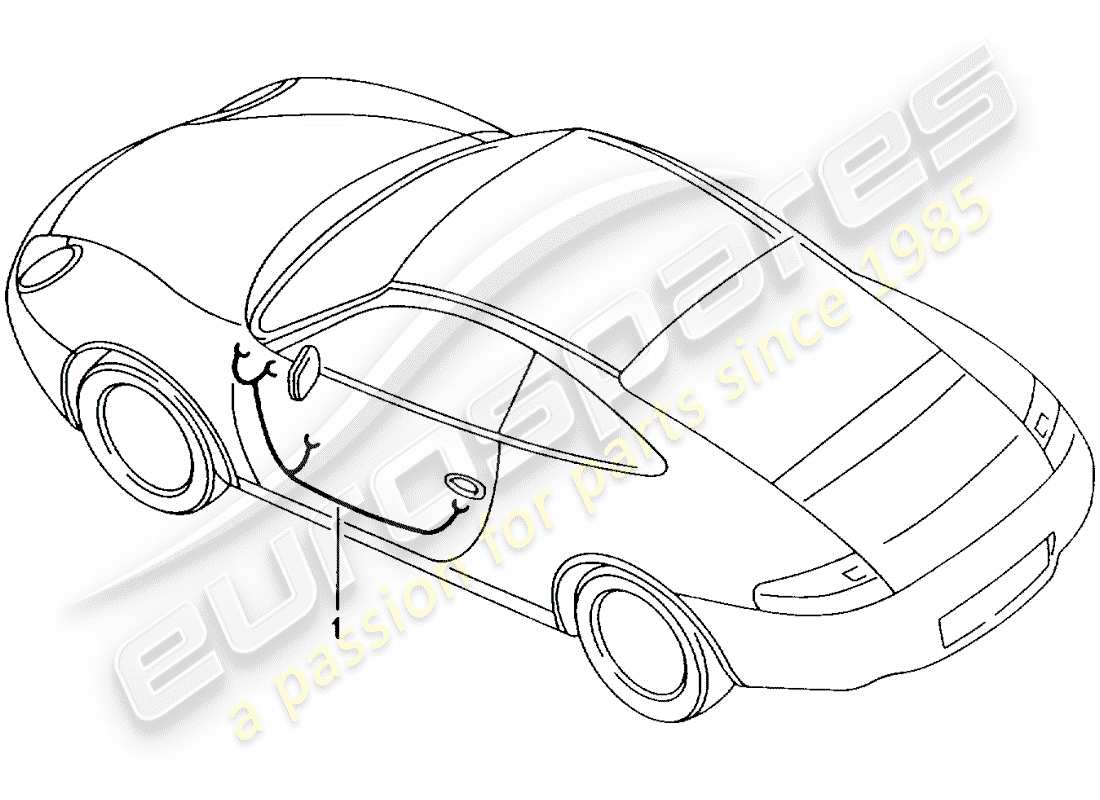 porsche 2004 (996 gt3) cablaggi - portiera del conducente - portiera del passeggero schema delle parti