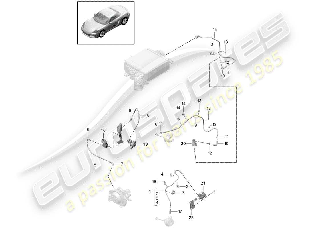 porsche 2019 (718 boxster) linea di controllo diagramma delle parti