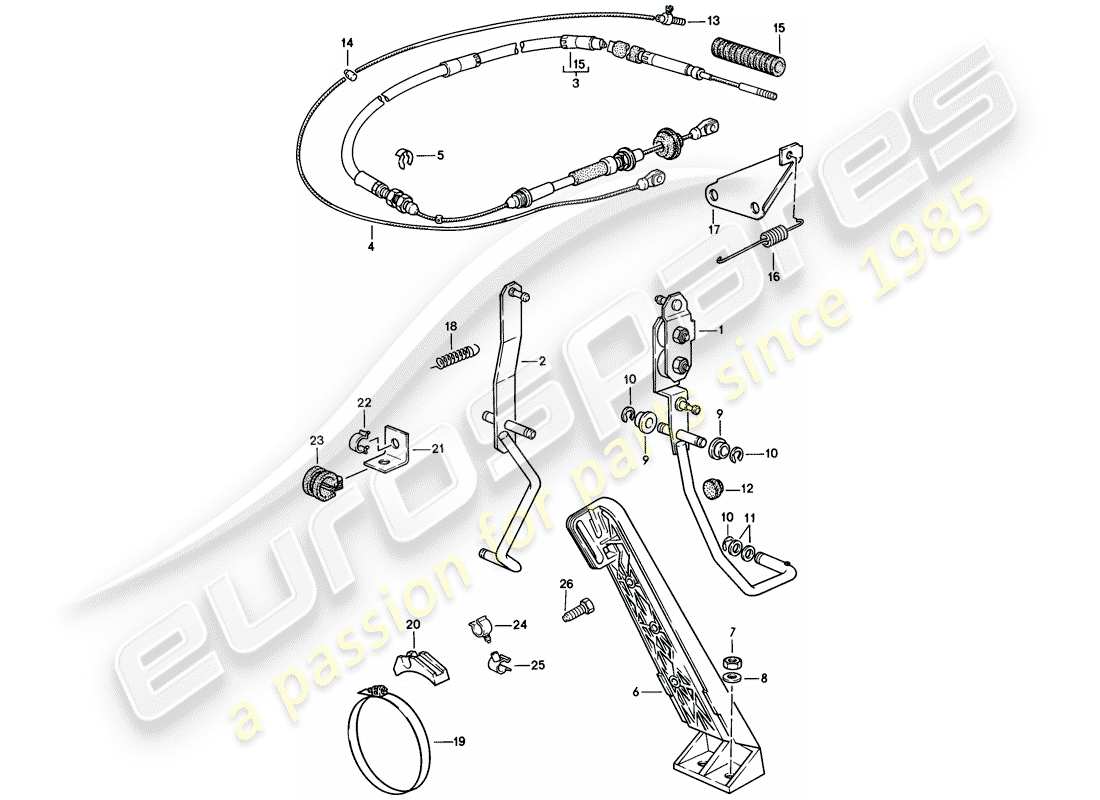 porsche 1983 (944) pedale acceleratore - cavo acceleratore - per veicoli con - cambio automatico schema particolare