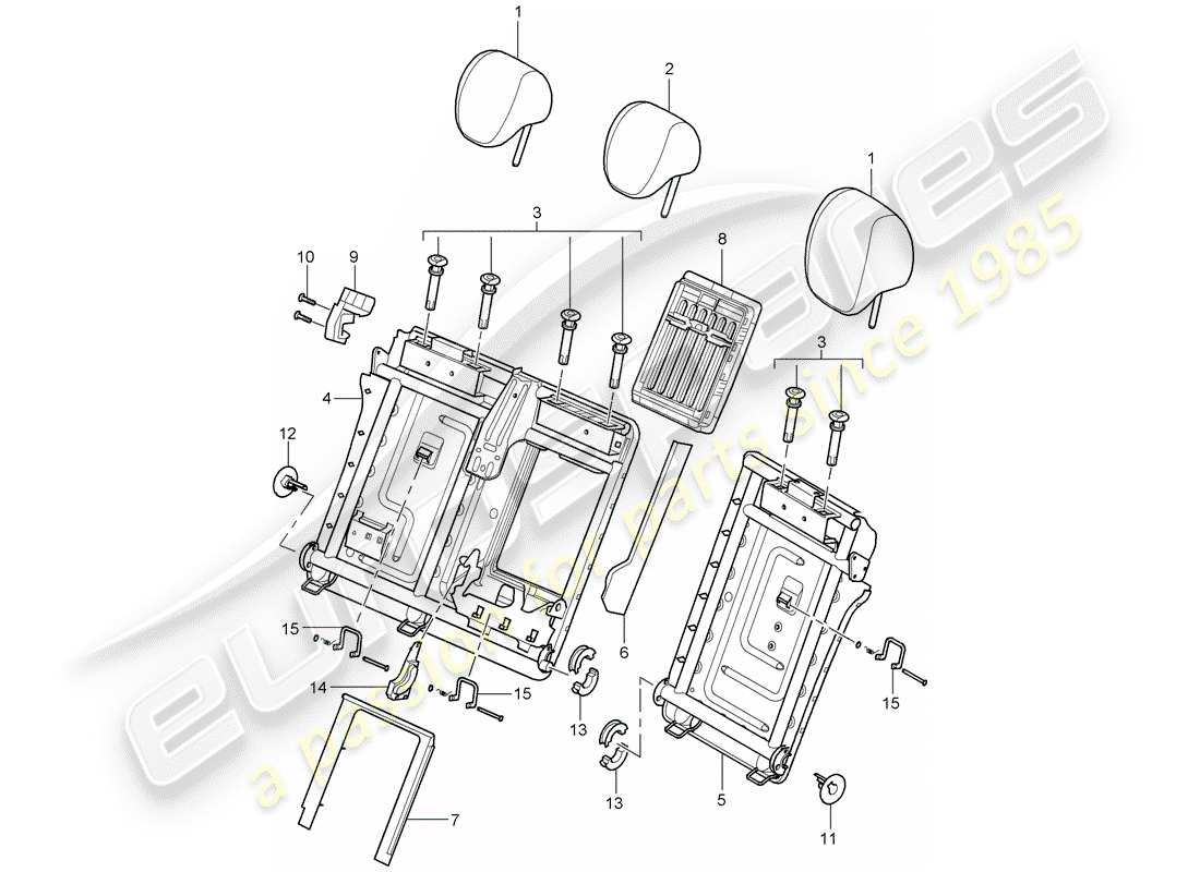 porsche 2003 (cayenne e1 9pa) poggiatesta diagramma delle parti