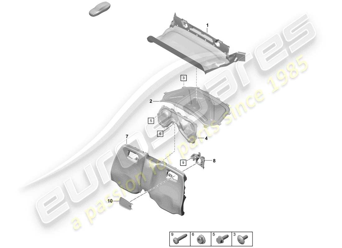 porsche 2020 (718 boxster spyder) finiture diagramma delle parti