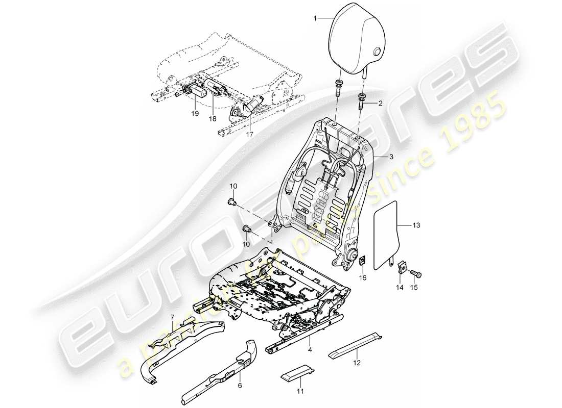 porsche 2005 (cayenne e1 9pa) schema delle parti telaio - schienale