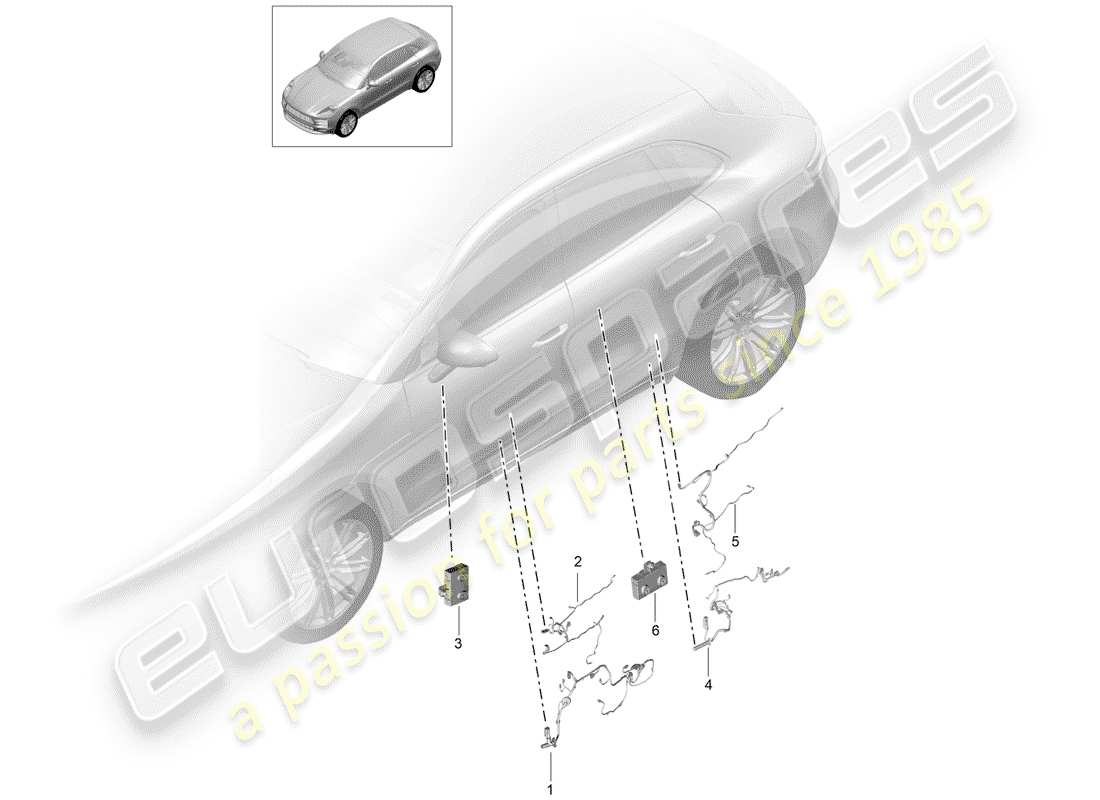 porsche 2019 (macan) imbracatura diagramma delle parti