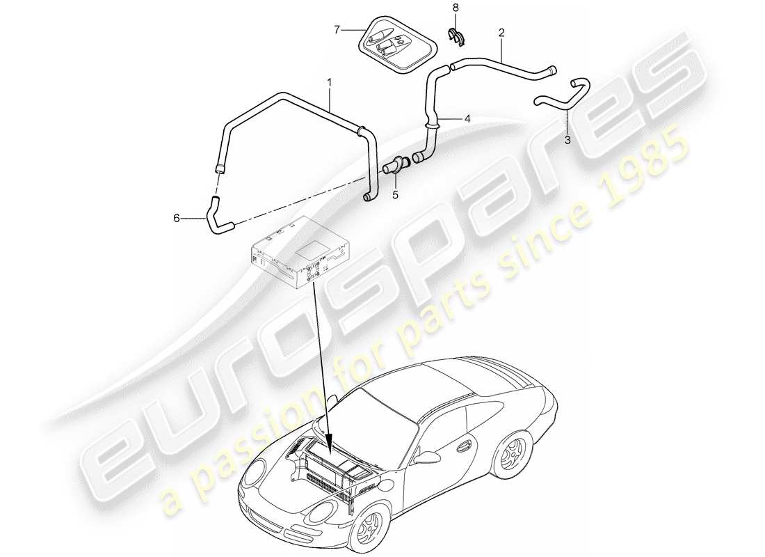 porsche 2010 (997-2) compartimento bagagli diagramma delle parti