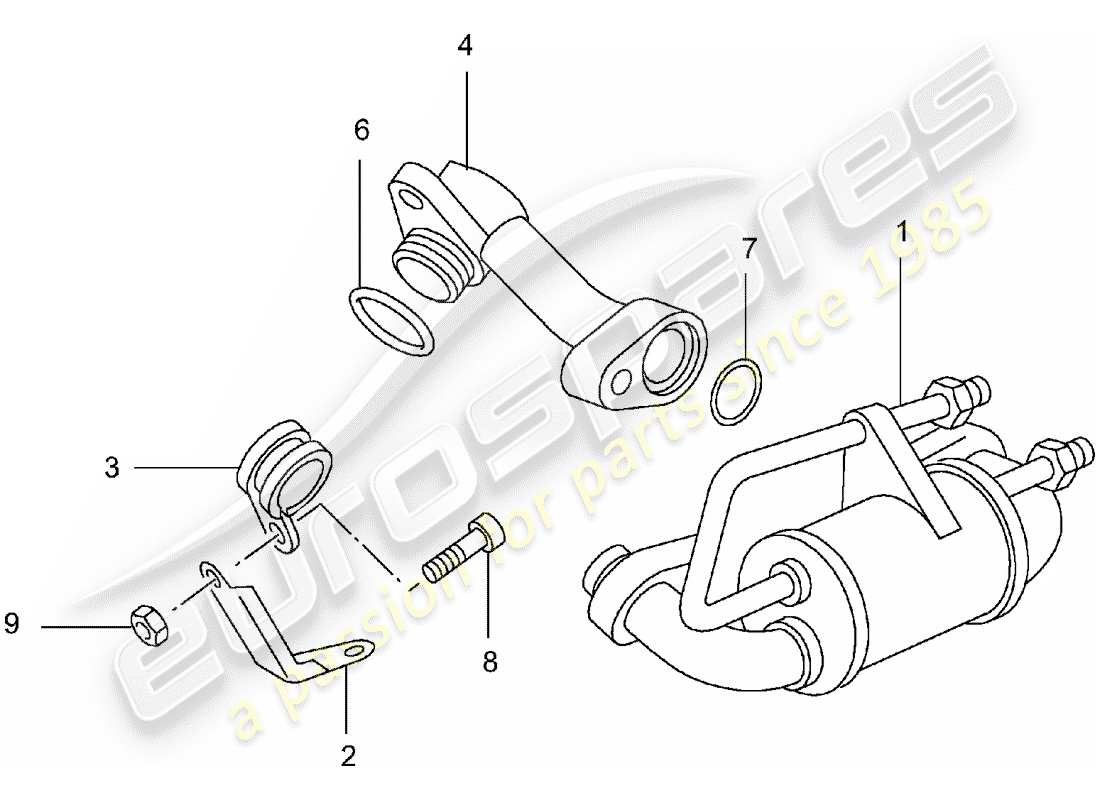 porsche 2004 (996 turbo / gt2) raffreddamento del carburante diagramma delle parti