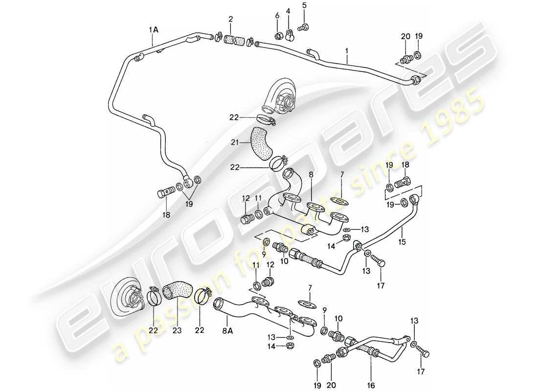 porsche 1987 (959) raffreddamento ad acqua 4 diagramma delle parti