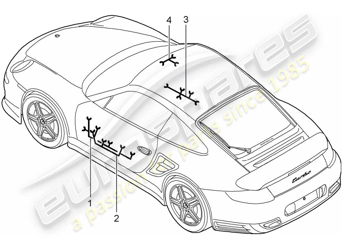 porsche 2009 997-2 turbo / gt2 cablaggi elettrici schema delle parti