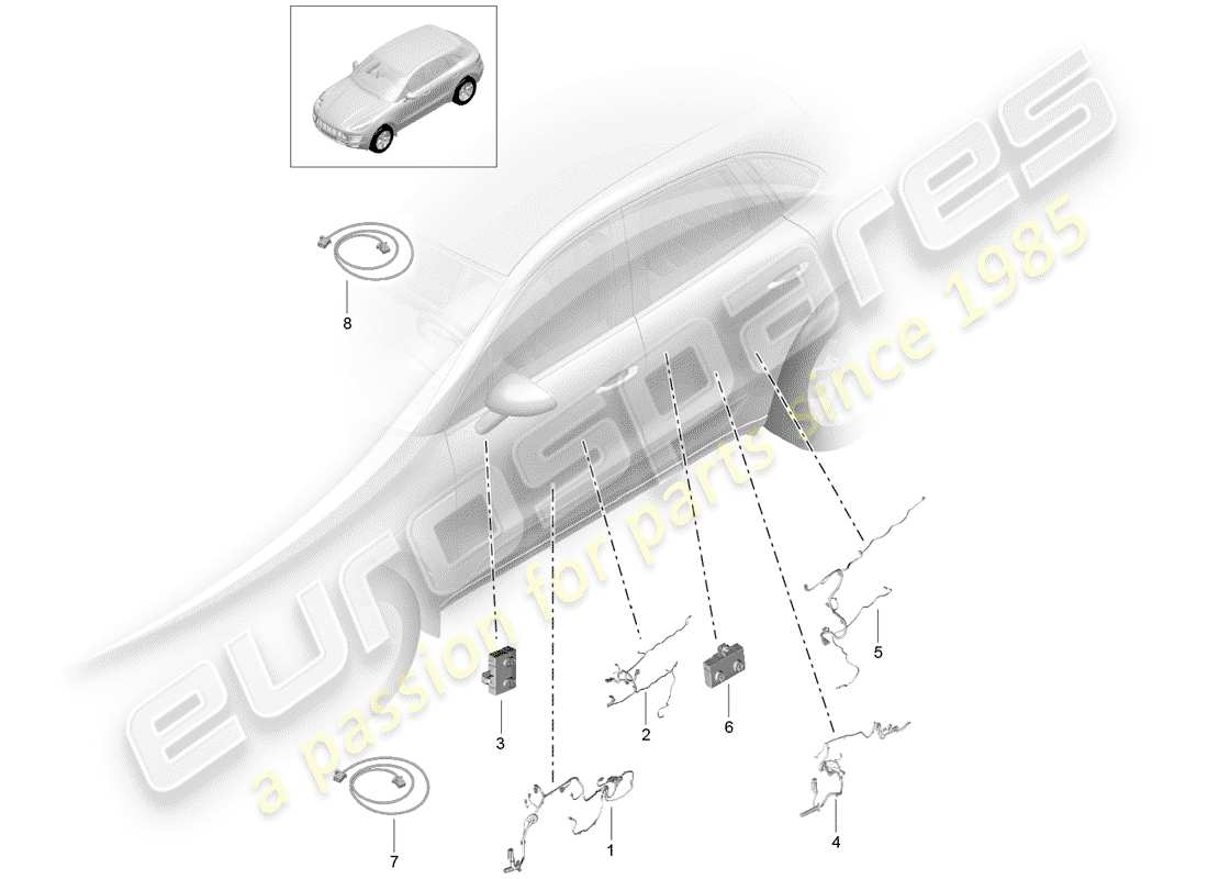 porsche 2016 (macan) diagramma delle parti del cablaggio