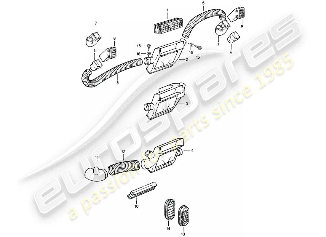 porsche 1981 (924) rivestimento - presa dell'aria - tubo dell'aria - f 92-cn402 198>> - f 93-cn100 306>> diagramma delle parti