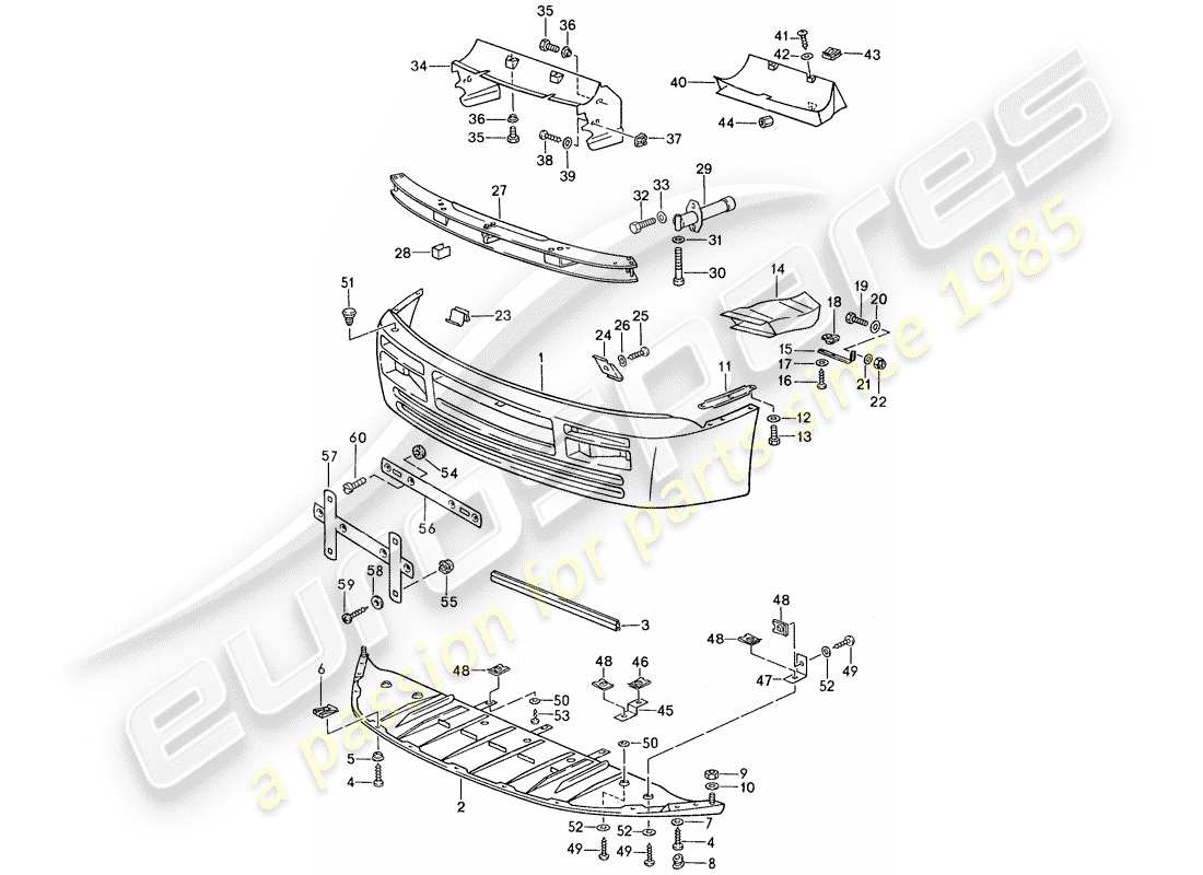 porsche 1990 (944) copertura per paraurti - schema delle parti paraurti
