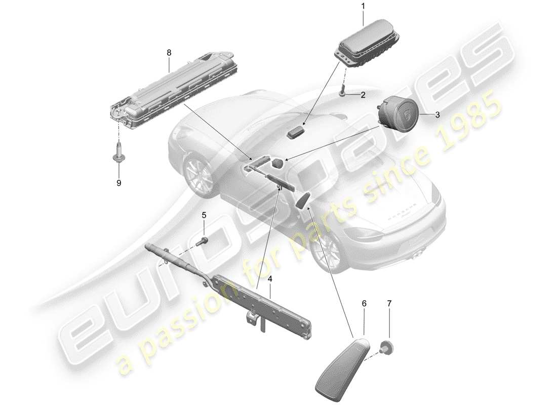 porsche 2012 (981 boxster) airbag diagramma delle parti