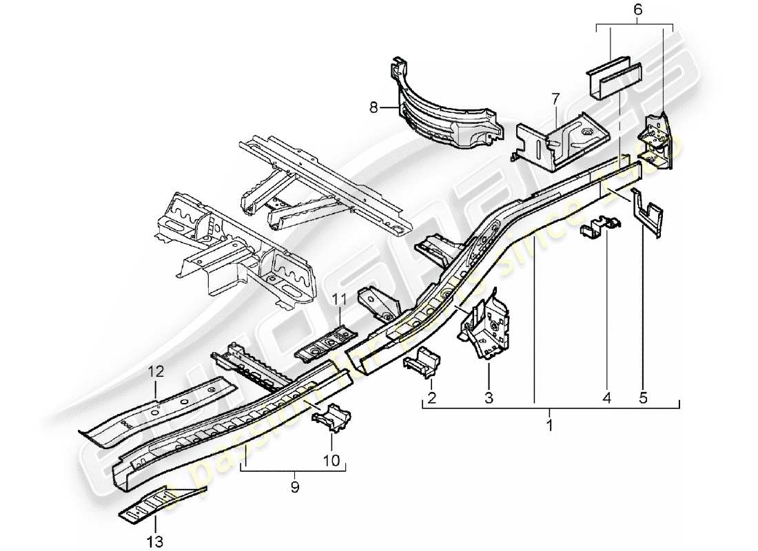 porsche 2005 (cayenne e1 9pa) diagramma delle parti del telaio