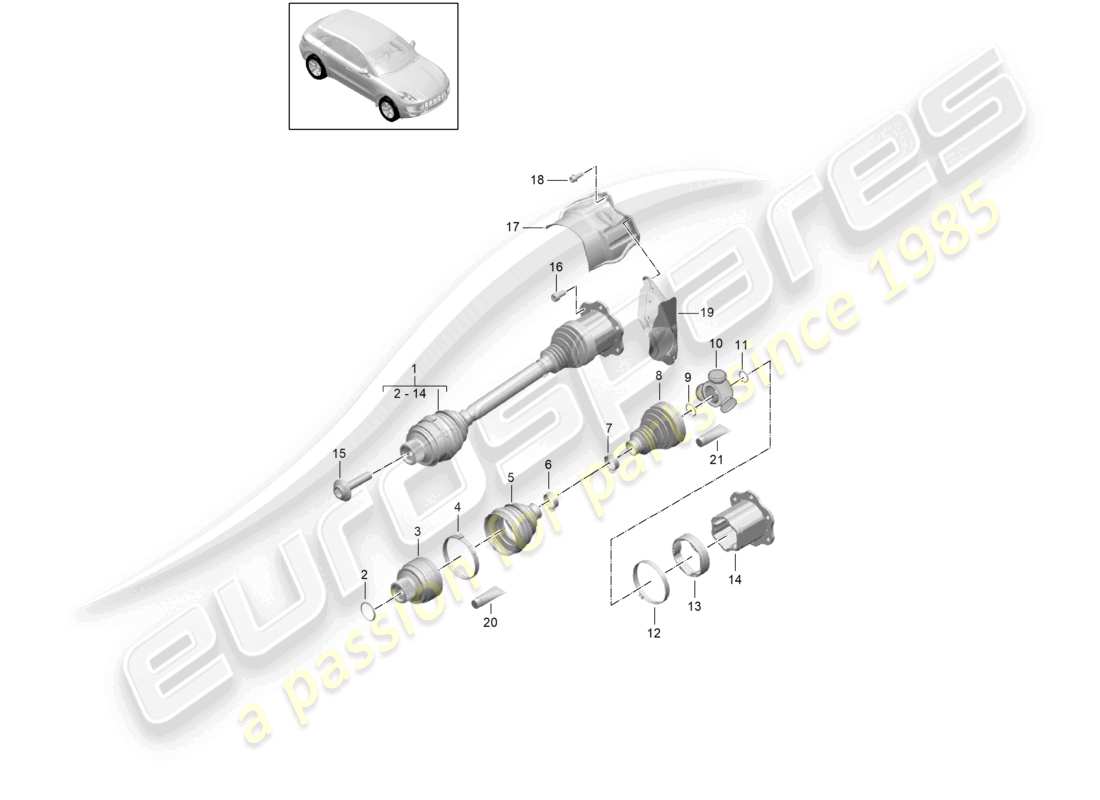 porsche 2018 (macan) albero motore d - mj 2017>> diagramma delle parti
