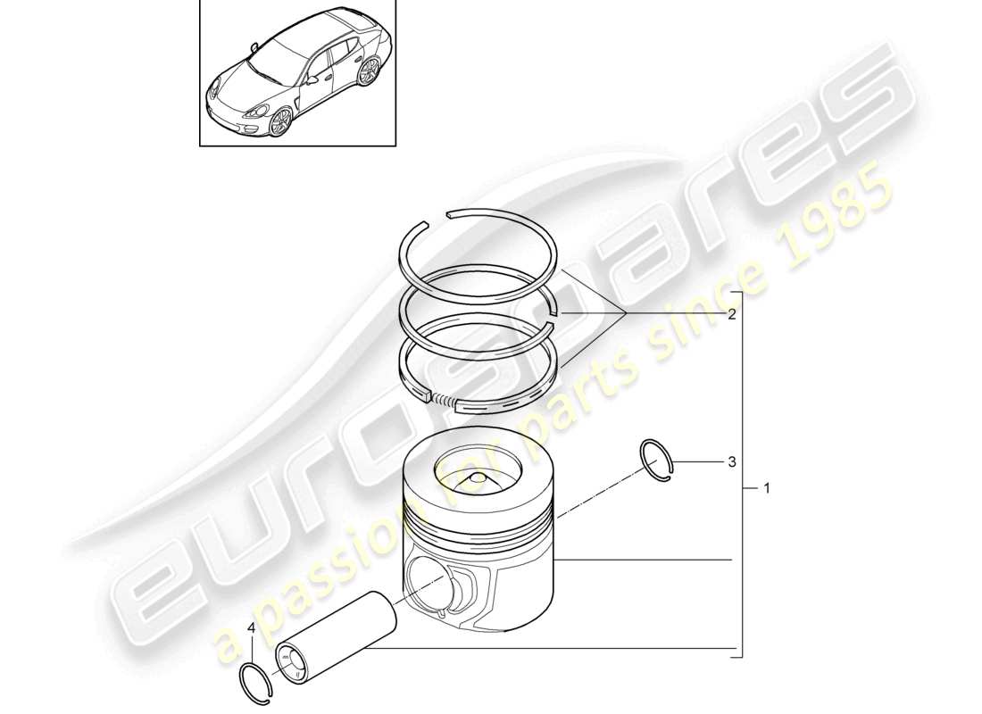 porsche 2010 (cayenne e1 9pa) set pistone 1: fasce elastiche diagramma delle parti