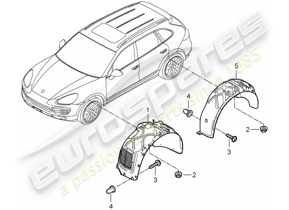 porsche 2013 (cayenne e2 92a) diagramma delle parti della fodera