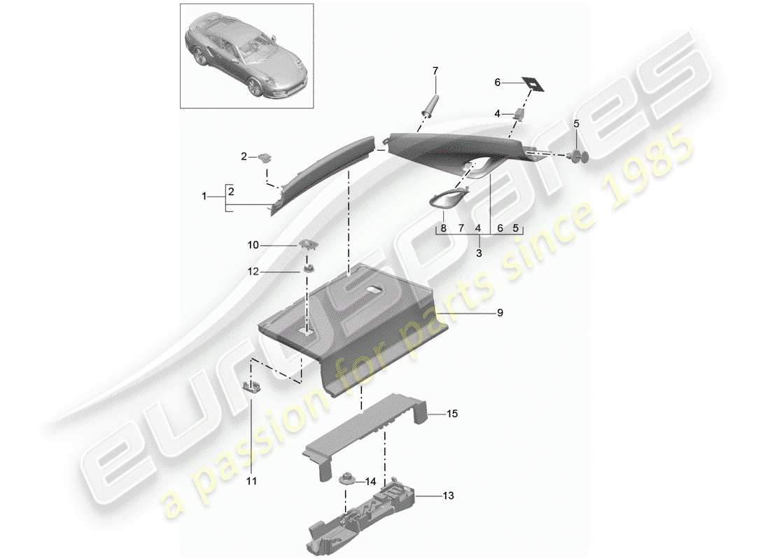 porsche 2017 (991-2 turbo) finiture diagramma delle parti