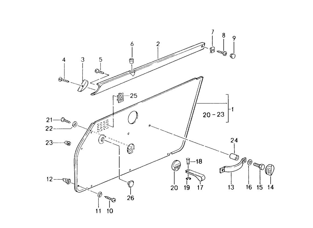 porsche 1994 (964) dotazioni interne - porte schema delle parti