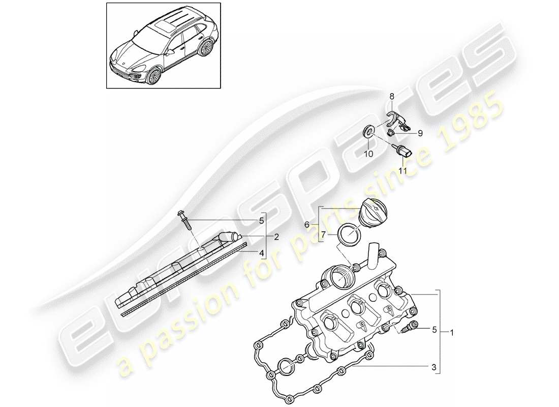 porsche 2013 (cayenne e2 92a) diagramma delle parti del coperchio valvola
