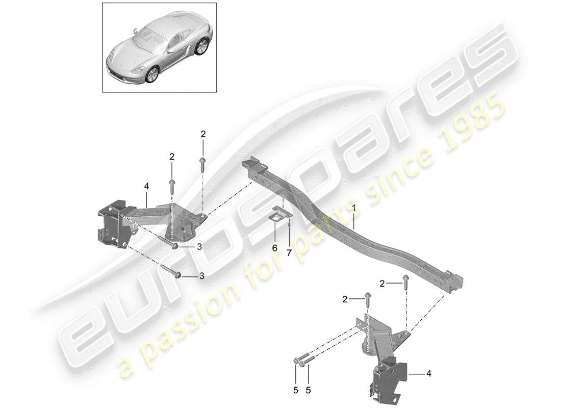 porsche 2017 (718 cayman) diagramma delle parti della traversa
