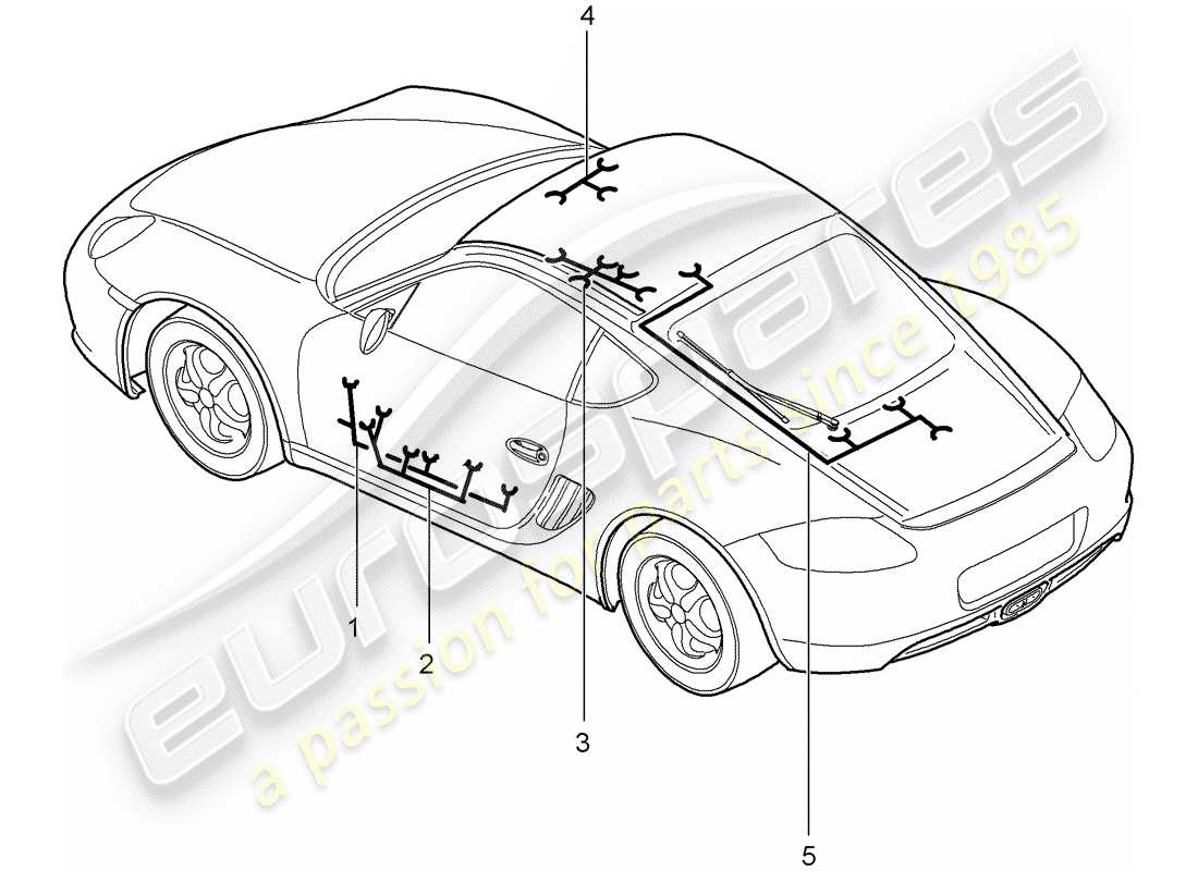 porsche 2007 (987 cayman) cablaggi diagramma delle parti