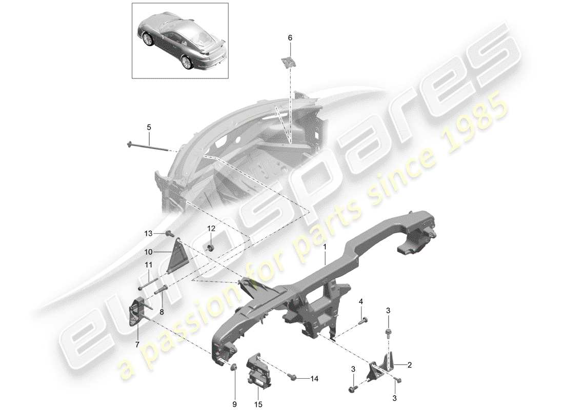 porsche 2019 (991-2 r/gt3/rs) schema delle parti del telaio di tenuta