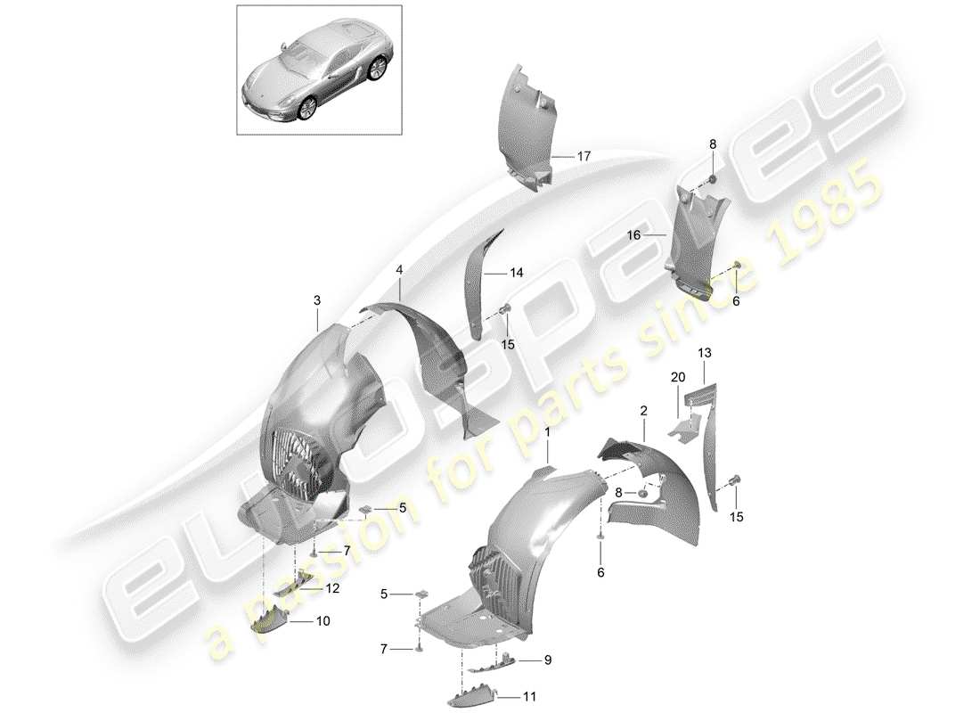 porsche 2015 (981 cayman) diagramma delle parti trims