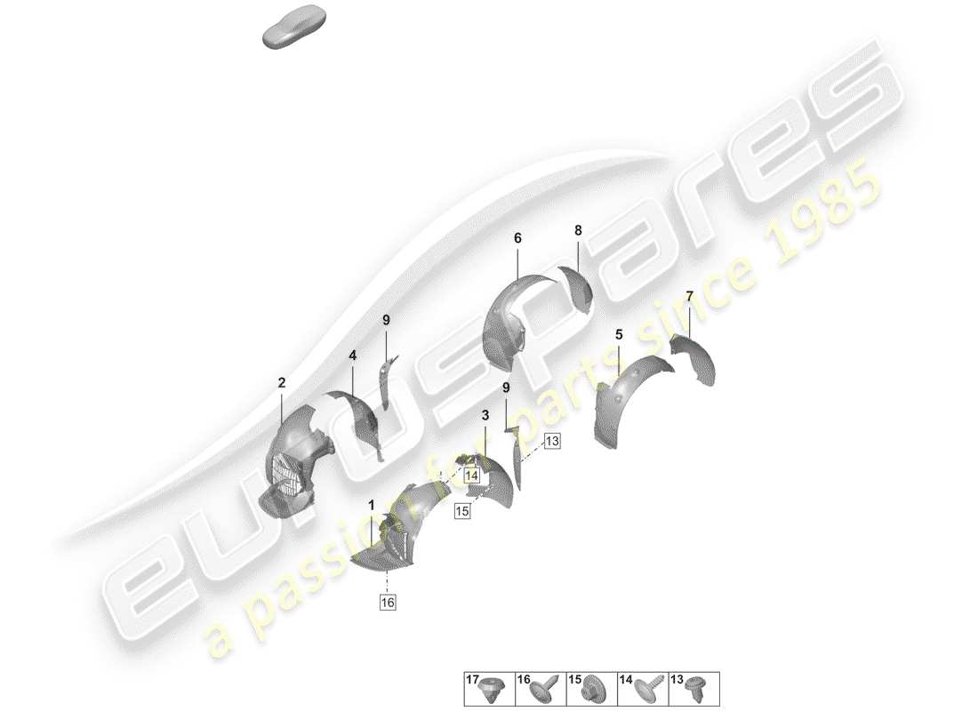 porsche 2019 (992-1) protezione della timoneria diagramma delle parti