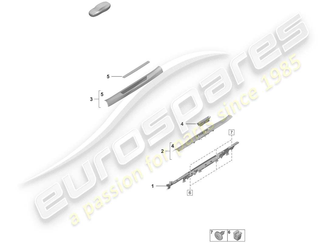 porsche 2019 (992-1) rivestimento lato lato diagramma delle parti