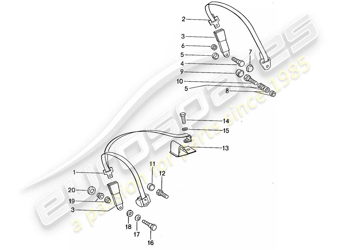porsche 1987 (959) cintura di sicurezza diagramma delle parti