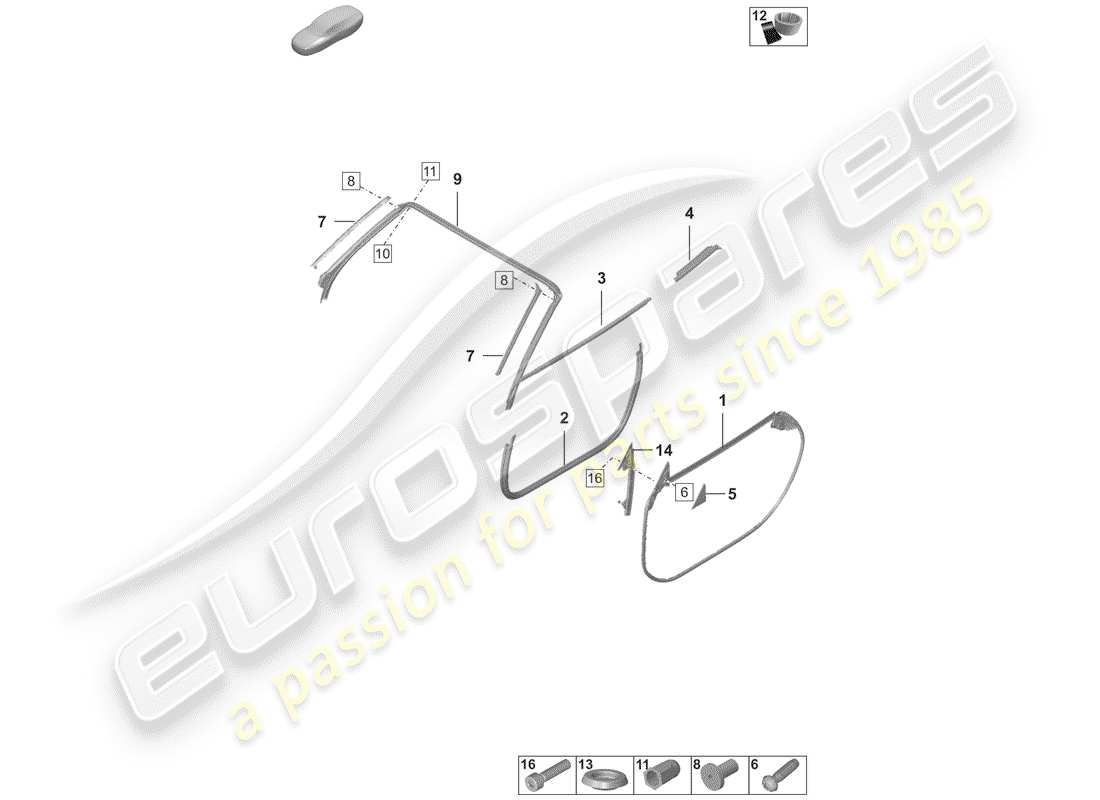 porsche 2019 (992-1) guarnizione della porta diagramma delle parti