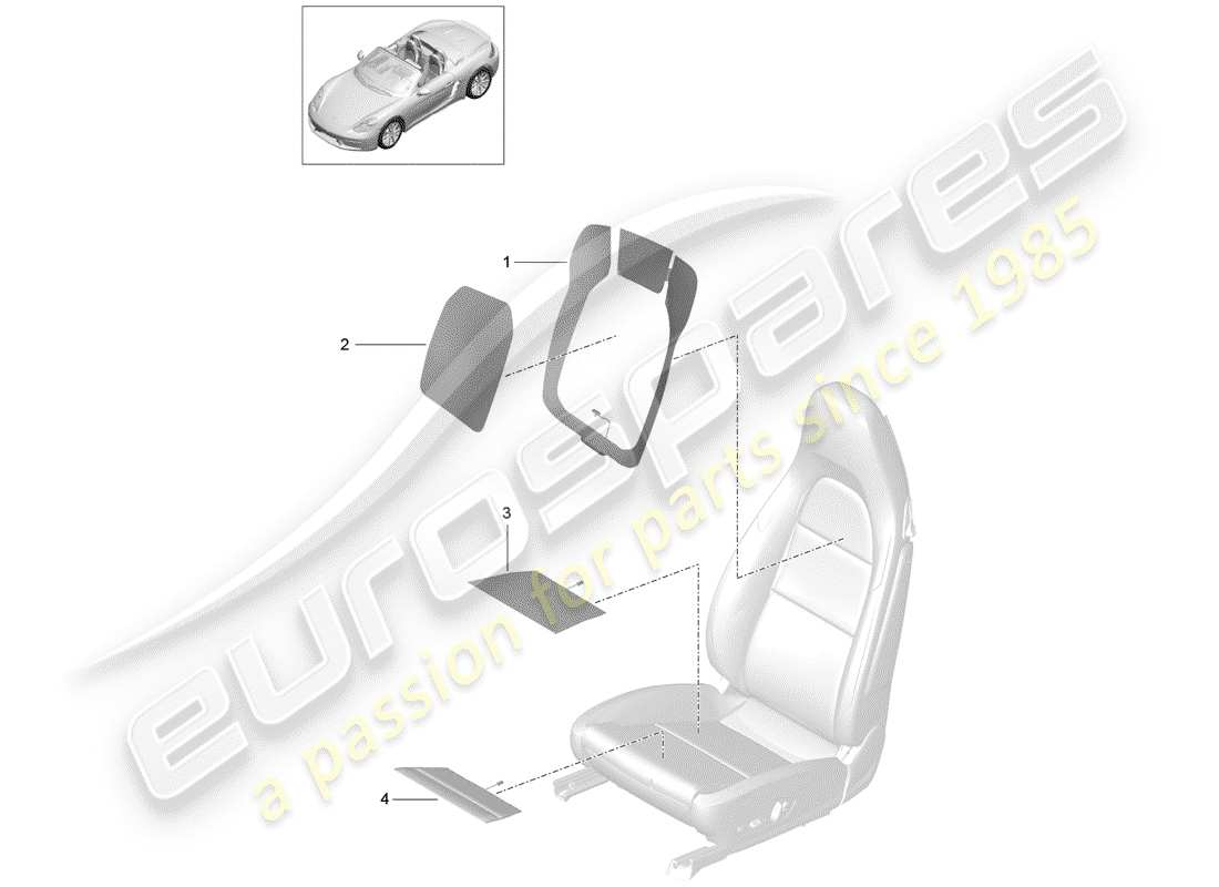 porsche 2020 (718 boxster) elemento riscaldante diagramma delle parti