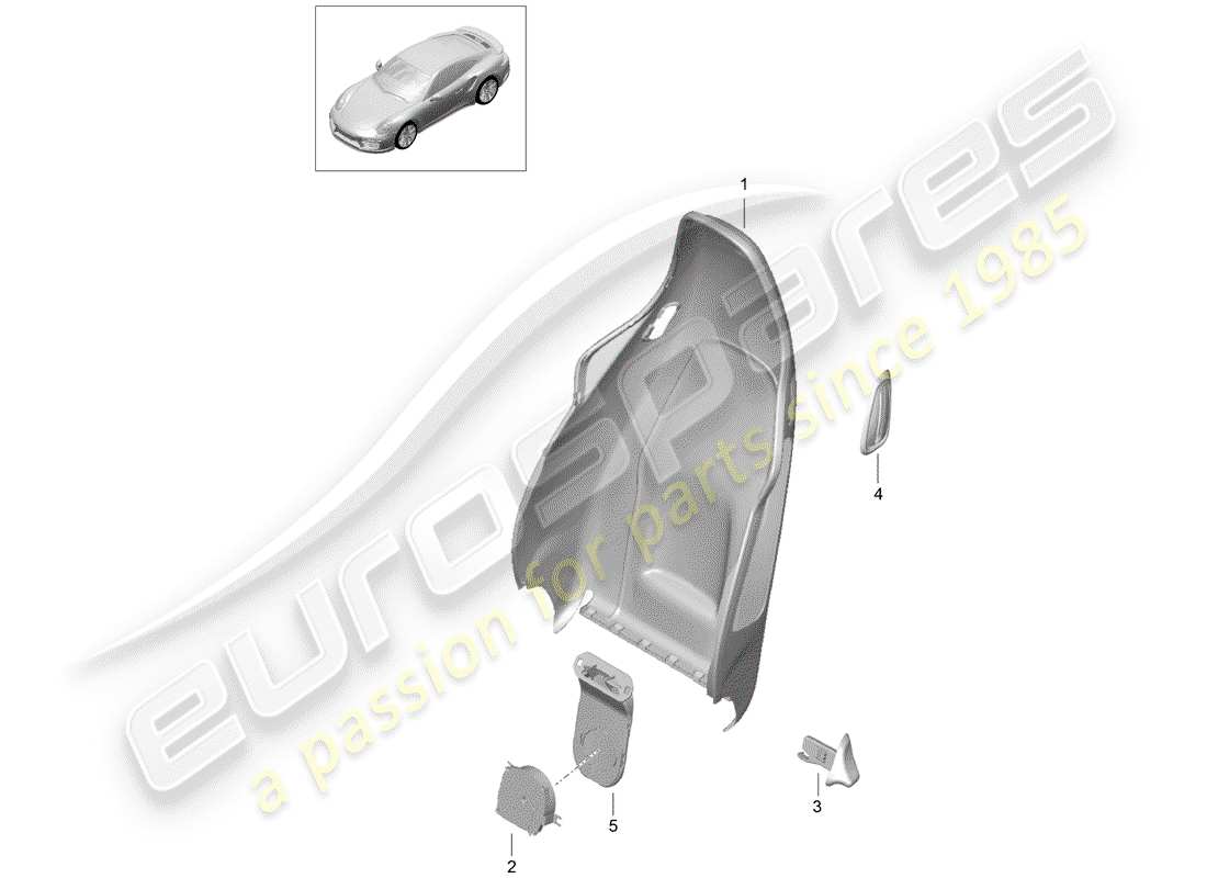 porsche 2017 (991-2 turbo) guscio dello schienale diagramma delle parti