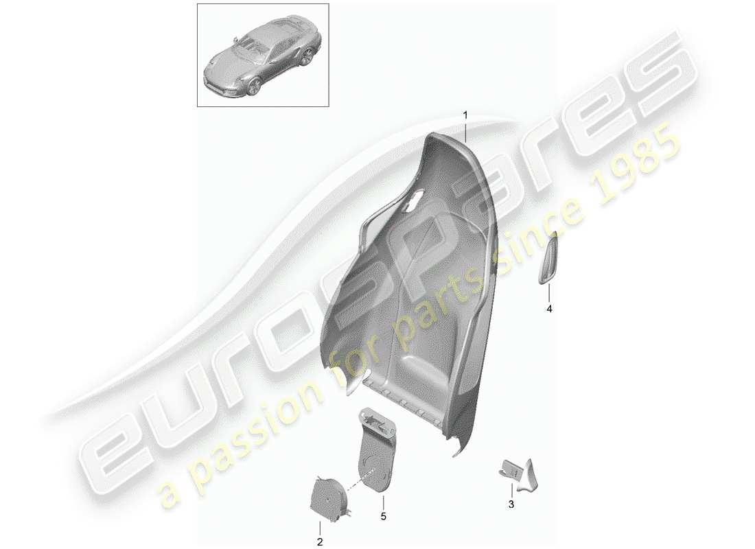 porsche 2017 (991-2 turbo) guscio dello schienale schema delle parti