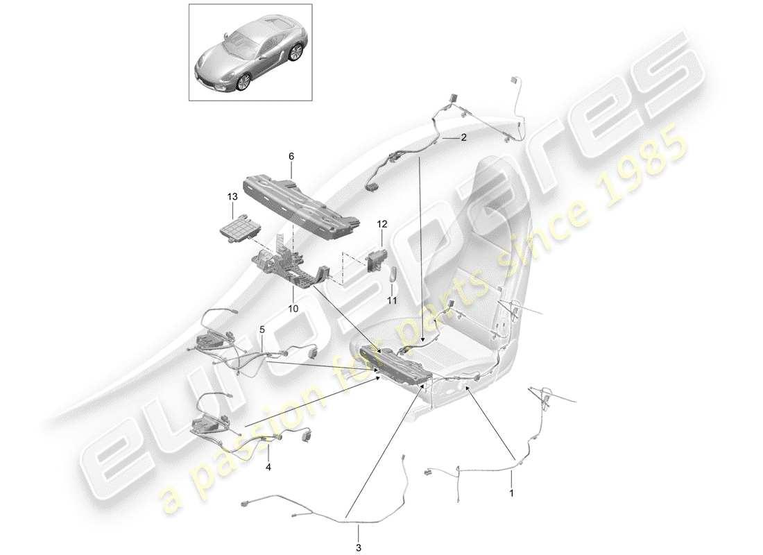 porsche 2014 (981 cayman) cablaggi diagramma delle parti