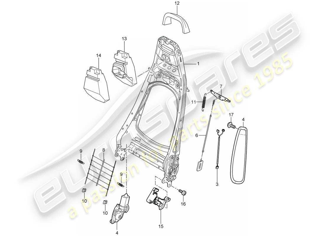 porsche 2007 (987 cayman) telaio schienale diagramma delle parti
