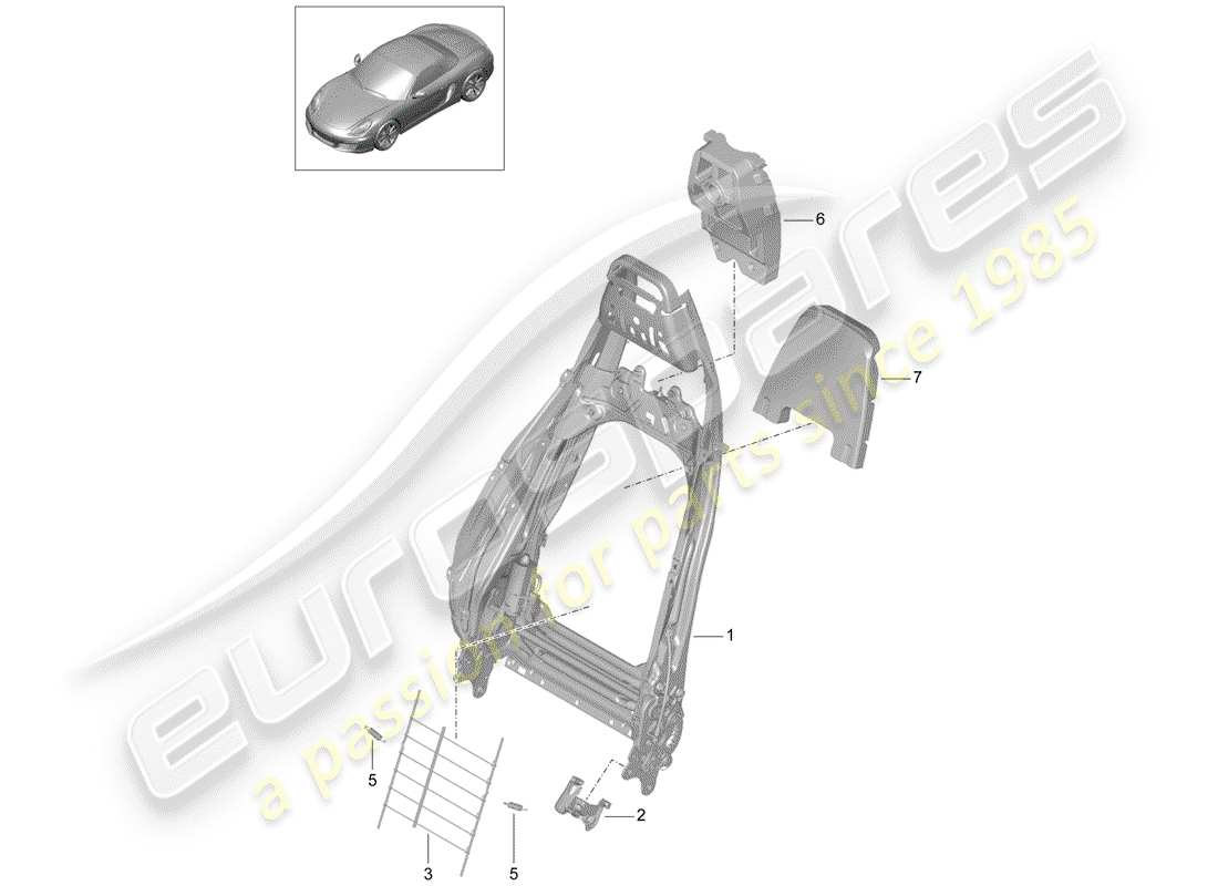 porsche 2014 (981 boxster) telaio schienale diagramma delle parti
