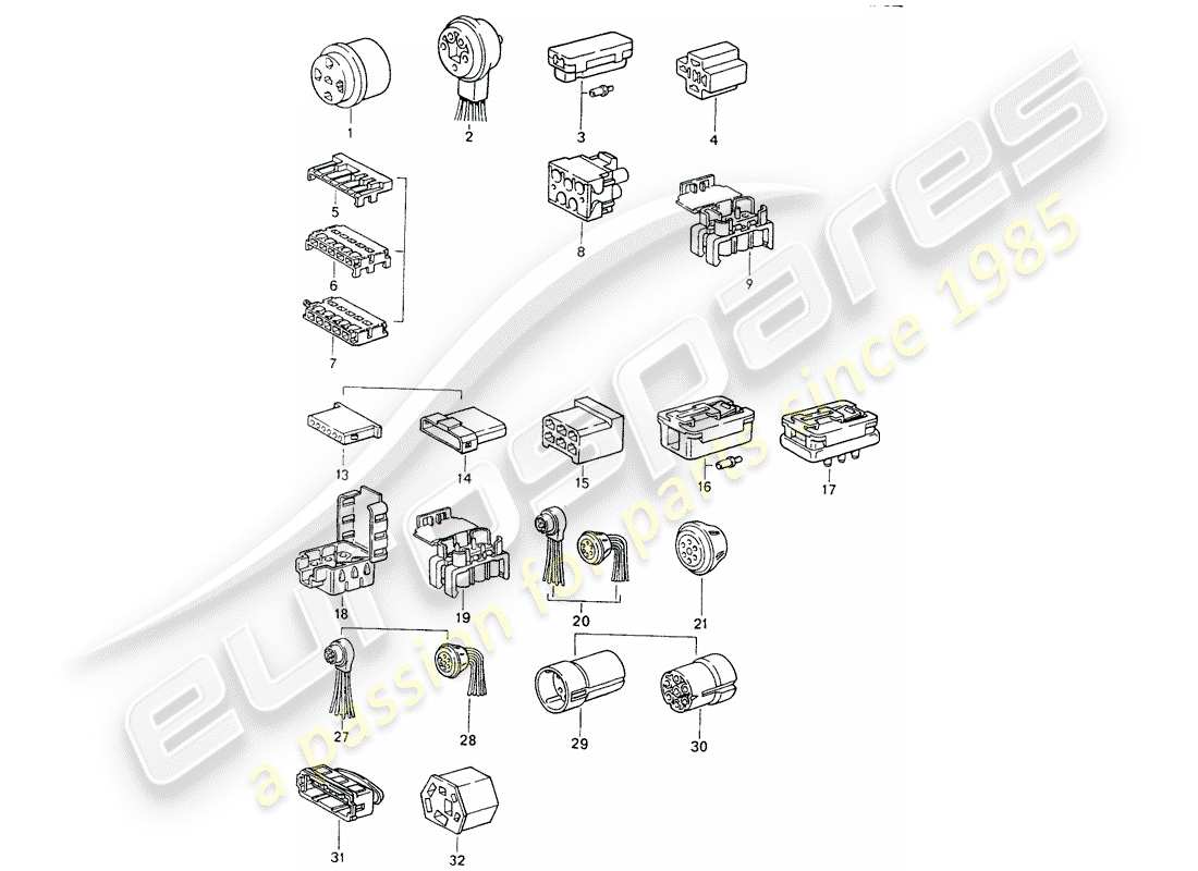 porsche 1992 (964) alloggiamento del connettore diagramma delle parti
